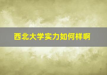 西北大学实力如何样啊