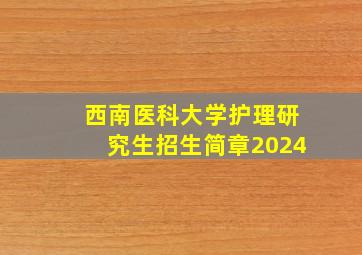 西南医科大学护理研究生招生简章2024