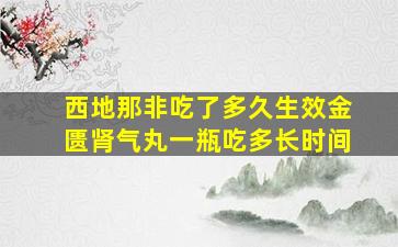 西地那非吃了多久生效金匮肾气丸一瓶吃多长时间