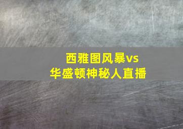 西雅图风暴vs华盛顿神秘人直播