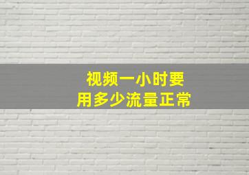 视频一小时要用多少流量正常