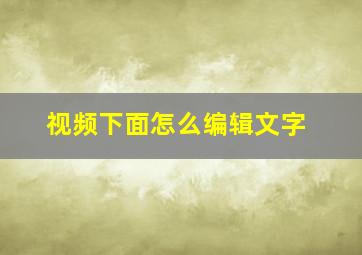 视频下面怎么编辑文字