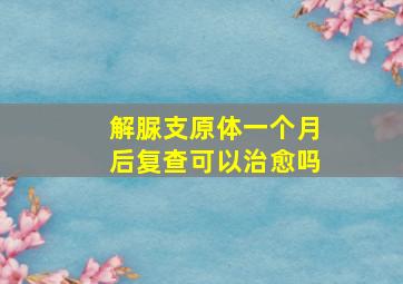 解脲支原体一个月后复查可以治愈吗