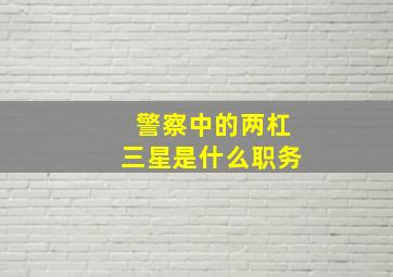 警察中的两杠三星是什么职务