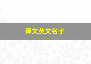 译文英文名字