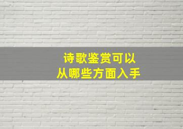 诗歌鉴赏可以从哪些方面入手