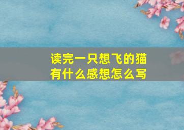 读完一只想飞的猫有什么感想怎么写