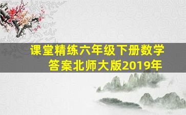 课堂精练六年级下册数学答案北师大版2019年