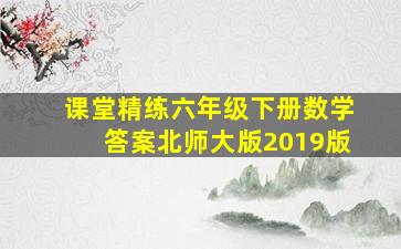 课堂精练六年级下册数学答案北师大版2019版