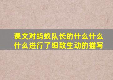 课文对蚂蚁队长的什么什么什么进行了细致生动的描写