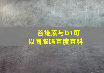 谷维素与b1可以同服吗百度百科