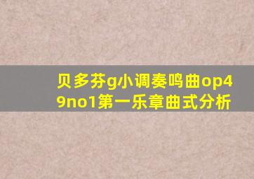 贝多芬g小调奏鸣曲op49no1第一乐章曲式分析