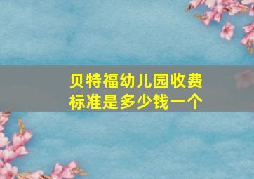 贝特福幼儿园收费标准是多少钱一个