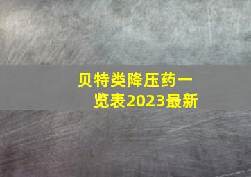 贝特类降压药一览表2023最新