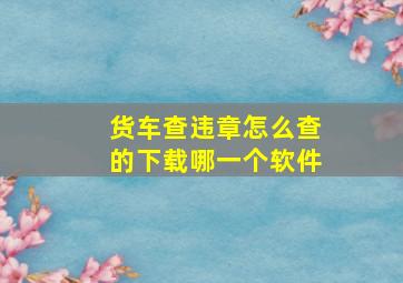 货车查违章怎么查的下载哪一个软件