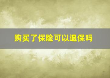 购买了保险可以退保吗