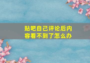 贴吧自己评论后内容看不到了怎么办