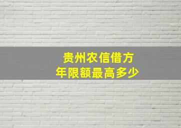 贵州农信借方年限额最高多少