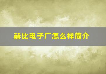 赫比电子厂怎么样简介