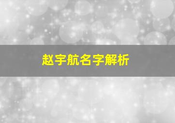 赵宇航名字解析