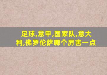 足球,意甲,国家队,意大利,佛罗伦萨哪个厉害一点