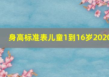 身高标准表儿童1到16岁2020