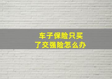 车子保险只买了交强险怎么办