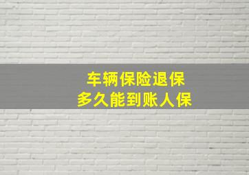 车辆保险退保多久能到账人保