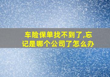 车险保单找不到了,忘记是哪个公司了怎么办