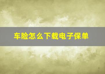 车险怎么下载电子保单