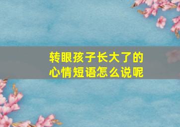 转眼孩子长大了的心情短语怎么说呢