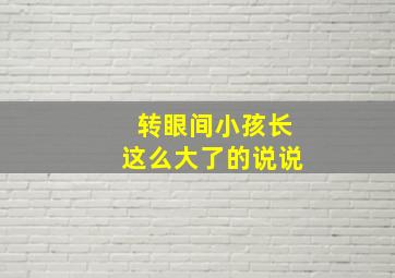 转眼间小孩长这么大了的说说