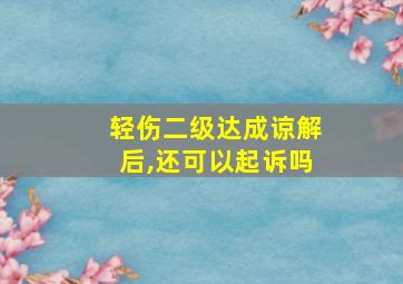 轻伤二级达成谅解后,还可以起诉吗