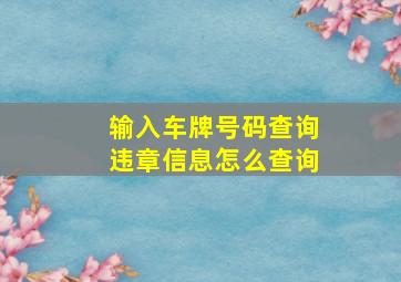 输入车牌号码查询违章信息怎么查询