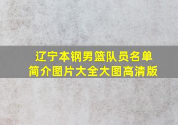 辽宁本钢男篮队员名单简介图片大全大图高清版