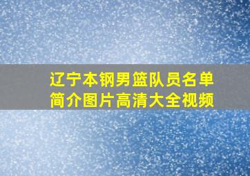 辽宁本钢男篮队员名单简介图片高清大全视频