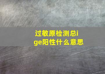 过敏原检测总ige阳性什么意思