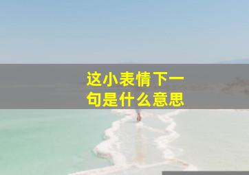 这小表情下一句是什么意思