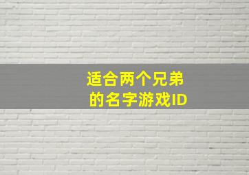 适合两个兄弟的名字游戏ID