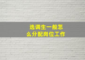 选调生一般怎么分配岗位工作