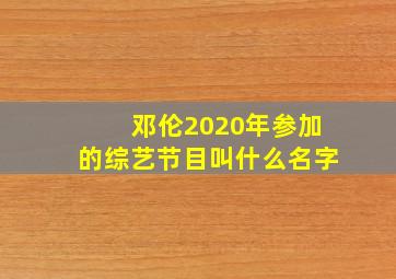 邓伦2020年参加的综艺节目叫什么名字