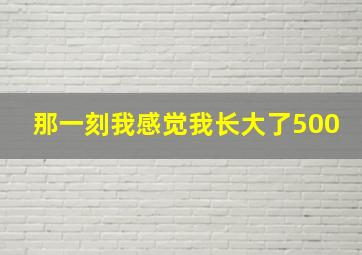 那一刻我感觉我长大了500