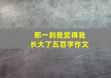 那一刻我觉得我长大了五百字作文