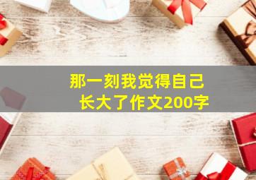 那一刻我觉得自己长大了作文200字