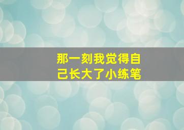 那一刻我觉得自己长大了小练笔