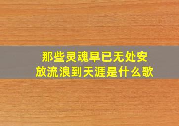 那些灵魂早已无处安放流浪到天涯是什么歌