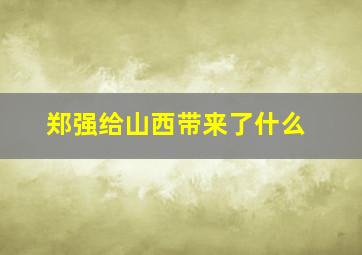 郑强给山西带来了什么