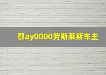 鄂ay0000劳斯莱斯车主