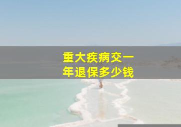 重大疾病交一年退保多少钱