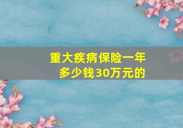 重大疾病保险一年多少钱30万元的